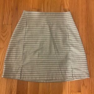 Brandy Melville green and white plaid skirt.